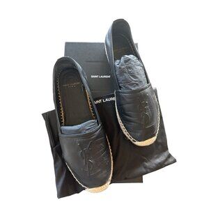 Saint Laurent Black Leather Espadrilles